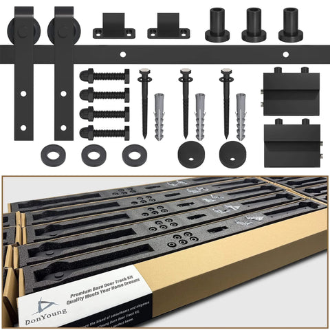 4FT Sliding Barn Door Hardware Kit for Single Doors up to 24 Inch, Heavy Duty Carbon Steel Track with Smooth Quiet Nylon Rollers