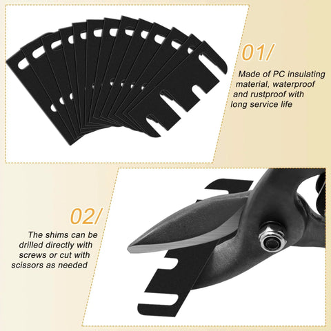 10 Pack 4 Inch Door Hinge Shims 0.040 Inch Thickness For Door Hinge Repair Kit with scissors cutting demonstration