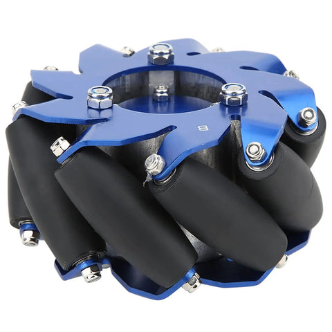 Beefy 4 Inch Mecanum Wheel with Aluminum Hub and TPU Rollers for Industrial Robots, 45 Degree Omnidirectional Wheel