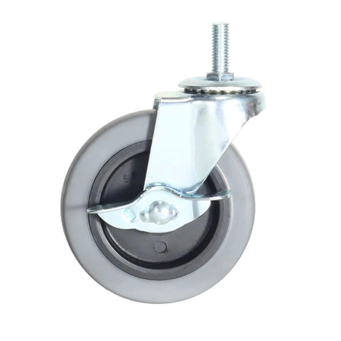 4 Inch Heavy Duty Swivel Caster with Threaded Stem M8 1.25 X 25mm Locking Castor for Furniture and Workbenches Side View
