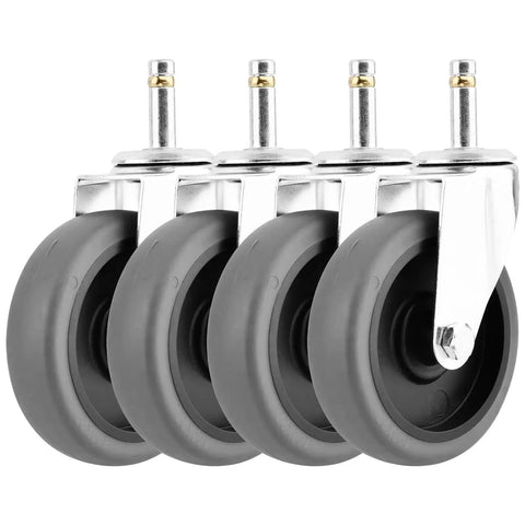 4 Pack 4-Inch Swivel Stem Casters With 7/16-Inch Stem Diameter Rubber Wheels, Heavy Duty TPR Replacement Caster Wheels