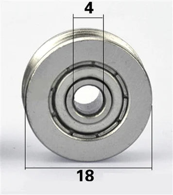 4mm Bore - 18mm Pulley U-Groove Track Roller Bearing 4x18x7mm