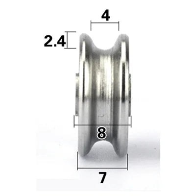 4mm Bore - 18mm Pulley U-Groove Track Roller Bearing 4x18x7mm