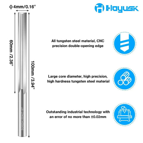 4mm Chucking Reamer Tungsten Carbide Lathe Reamer H7 With 4 Straight Flutes 60mm Flute Length 100mm Overall Length Hardened To 50HRC