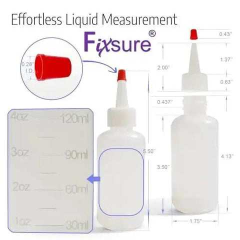 Diagram of 12 Pack 4 Oz Squeeze Bottles With Red Tip Caps For Ketchup BBQ Sauces Syrup Condiments showcasing measurements