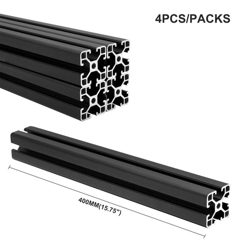 4Pack 4040 T Slot Aluminum Extrusion 400mm Black Extruded Aluminum Profile showing T-slotted framing, European standard, for 3D printers