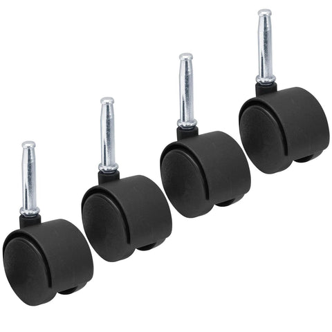 4pcs 1.5 Inch Swivel Caster Wheels with M8 Grip Neck Stem Heavy Duty Black Nylon Replacement Casters for Furniture