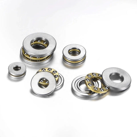 4Pcs F8-22M Miniature Thrust Ball Bearings with 8mm bore, 22mm OD, 7mm thickness, chrome steel, brass cage, machine tools.