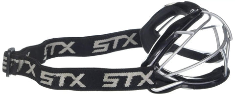 Side view of 4Sight Plus S Adult Lacrosse Goggles with silicone padding and STX branding, SEI Certified.