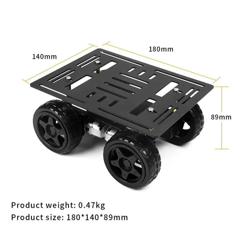 4WD Smart Chassis Car Kit With Aluminum Alloy Chassis And TT DC Motors 66mm Wheels Robotic Moving Platform Black Unassembled