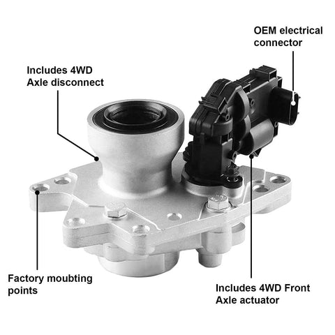 4WD Front Differential Axle Actuator Disconnect Housing Replacement for Buick Chevy Trailblazer Envoy Ascender Bravada 2002-2009 Intermediate Shaft Bearing Assembly Part 12471623 Surwit with OEM electrical connector and mounting points.