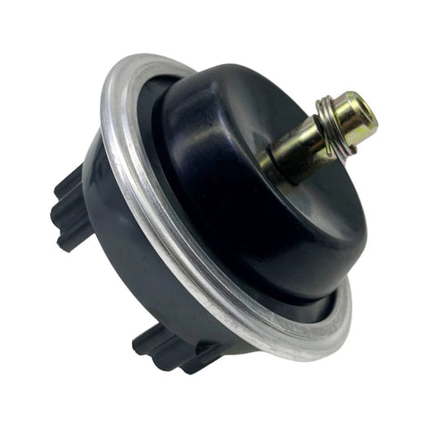4WD differential vacuum actuator, black plastic housing with silver mounting ring and exposed metal shaft