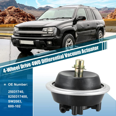 4WD front differential vacuum actuator, black plastic housing with metal shaft