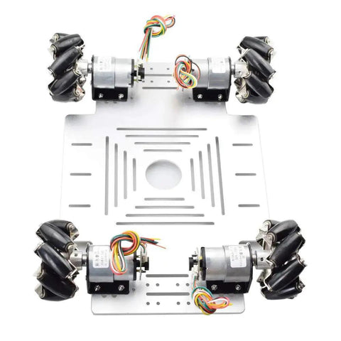 Heavy Duty 4WD All Metal Mecanum Wheel Robot Car Chassis Kit With 12V Encoder Motors for Arduino projects front view