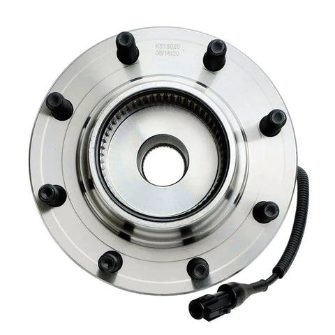 4WD Front Wheel Bearing Hub Assembly For 1999 To 2004 Ford F250 F350 Super Duty And 2000 To 2002 Ford Excursion With Coarse Thread ABS Compatible 4X4 Only Wheel Hub Replacement Designed For Heavy Duty Trucks And Daily Use, front view