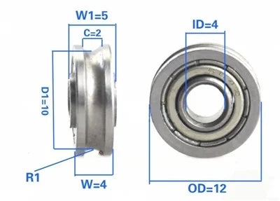 4x12x5mm U Groove Pulley Ball Bearing - VXB Ball Bearings
