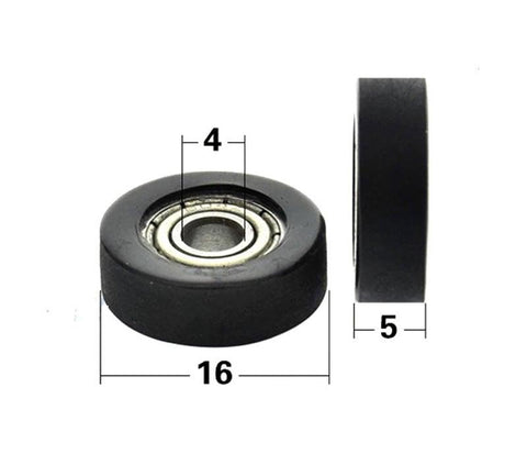 4x16x5mm Polyurethane Miniature Pulley Wheel Roller Bearing √¢‚Ç¨‚Äπwith Black Tire 16mm Soft Low Noise - VXB Ball Bearings