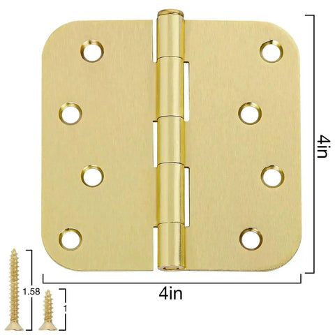 12 Pack 4x4 Inch Gold Exterior Door Hinges Heavy Duty Iron With Eight Holes Five Eighths Inch For Doors Cabinets Gates Includes Screws