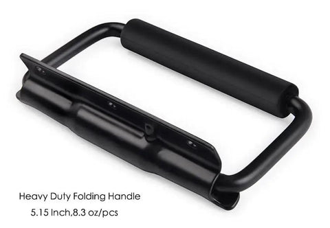 5.15 Inch Heavy Duty Folding Handle With Rubber Grip Spring Loaded 3 Mounting Holes For Toolbox Cabinet Luggage And Outdoor Storage