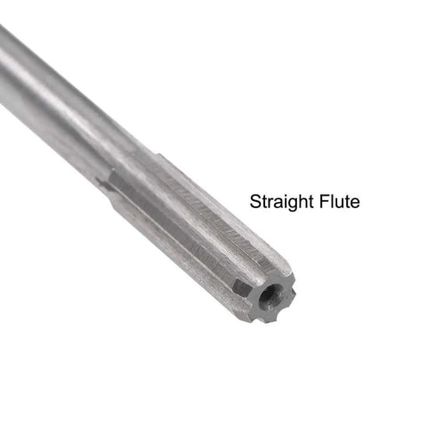 Close-up view of 5.8mm Chucking Reamer HSS Cobalt M35 Lathe Tool D4 With 6 Straight Flutes, focusing on flute design for precise metalwork.