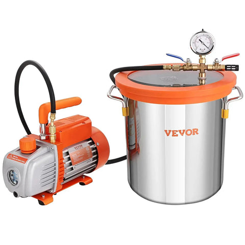 All In One 5 Gallon Vacuum Chamber Kit For Wood Stabilization And Resin Degassing With A 3.5 CFM Single Stage Vacuum Pump 40 Micron Vacuum