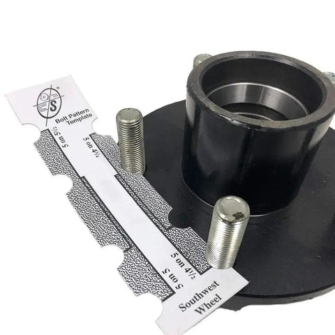 5 Hole Idler Hub 4.5 Inch Bolt Circle For 2000 Lb Axles Beefed Up BT8 Spindle 1 Inch Bore Uses L44643 Bearings TruRyde Inner And Outer Bearings Seal Grease Cap And Lug Nuts Pre Raced Southwest Wheel close-up