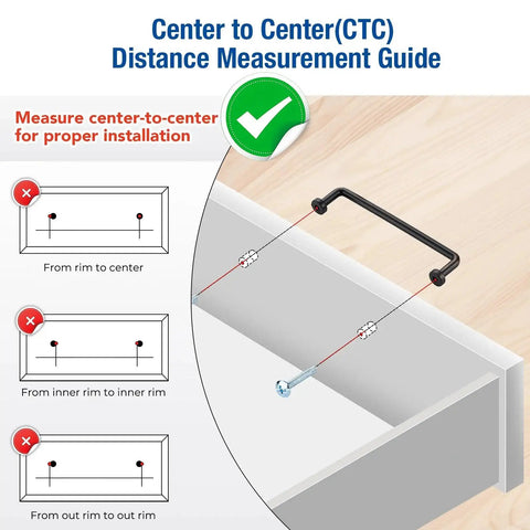 Center to center measurement guide for oil rubbed bronze cabinet pulls 5 inch hole center.