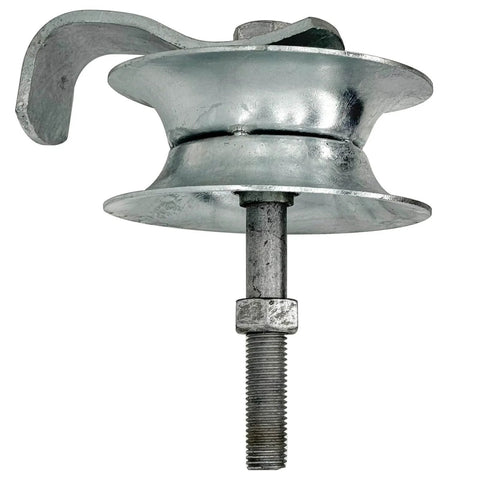 5 Inch Sliding Gate Rollers Steel Pipe Track Set of 2 Galvanized Rollers, close-up view showing smooth rolling hardware for secure gates.