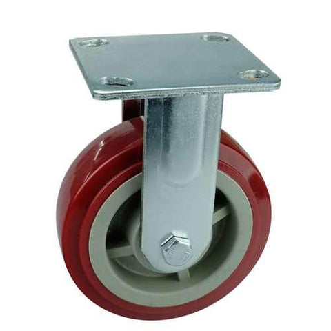 5" Inch Heavy Duty Caster Wheel 507 pounds Fixed Polyurethane Top Plate - VXB Ball Bearings