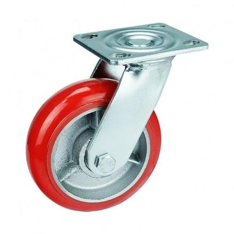 5" Inch Heavy Duty Caster Wheel 661 pounds Swivel+Brake+Fixed Iron core and Polyurethane Top Plate - VXB Ball Bearings