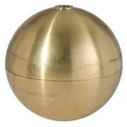 5 1/2 Inch Hollow Brass Ball, 2-piece heavy cast, unfinished brass for lamps and decorative fixtures, front view