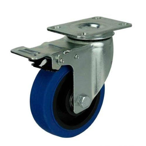 5" Inch Medium Duty Caster Wheel 220 pounds Swivel and Upper Brake Thermoplastic Rubber Top Plate - VXB Ball Bearings