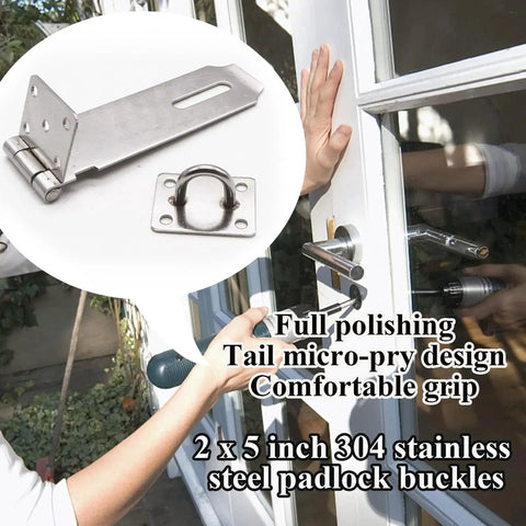 5 Inch 304 Stainless Steel Hasp Latch Set With Combination Lock And Padlock Heavy Duty Gate And Door Security Latch Kit on a door