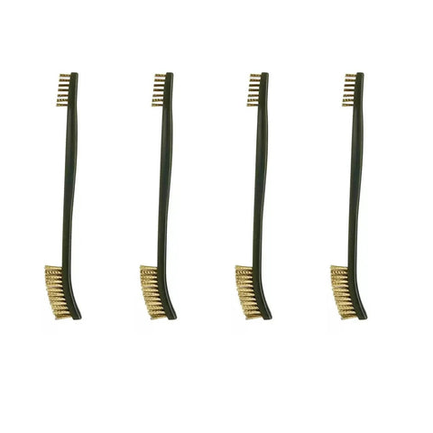 5-Piece Brass Wire Brush Set featuring four mini brass wire brushes for cleaning and rust removal on various surfaces.