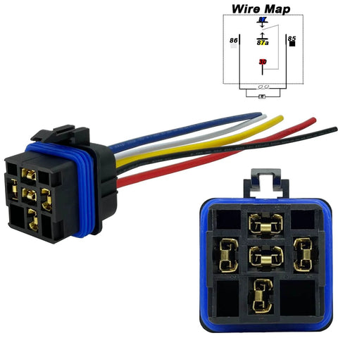 Beefy 12V DC 80/60 Amp Waterproof Automotive Relay With Pigtail, 5 Pin SPDT High Current Relay For Cars And Boats, wire map visible