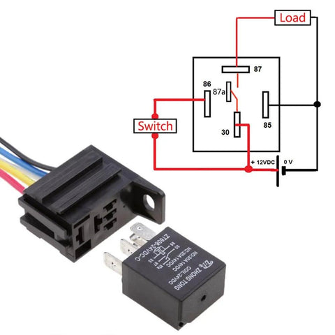 Heavy Duty 12V 30A SPDT Car Relay Socket 5 Pin Waterproof Harness Plug with wiring diagram for auto electrical systems