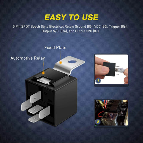 Pack Of 10 SPDT 5 Pin 12V Electrical Relays For Automotive Cars Trucks Marine Boats 30/40 Amp Heavy Duty Switch Relays Set