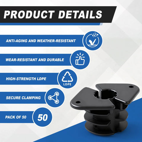 Black plastic 3/4 in pipe isolation clamp, 50-pack, for PEX, copper, CPVC pipes