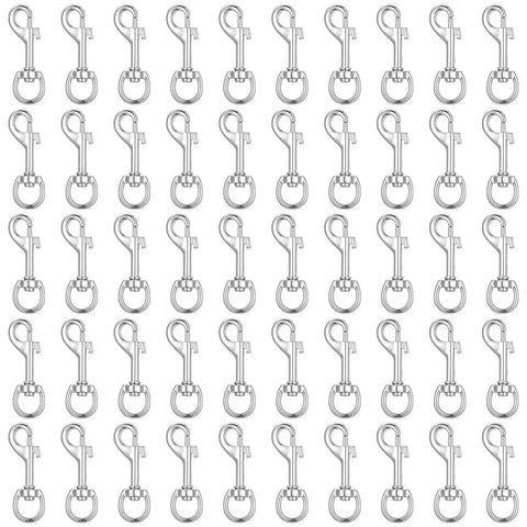 Fifty Pack Swivel Snap Hooks For Dog Leash Heavy Duty 2.68 Inch Flag Clasp Single Ended Swivel Clip Zinc Alloy Rust Resistant