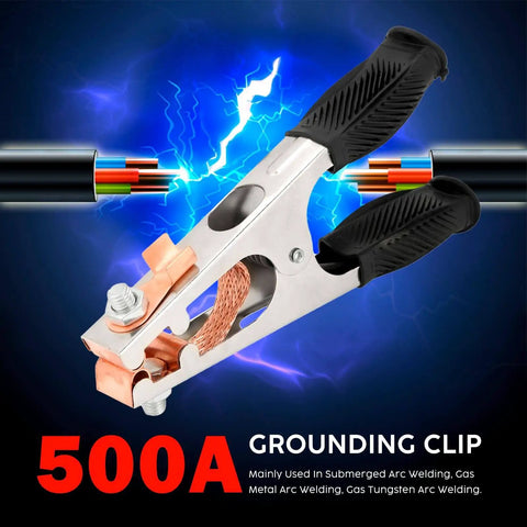 Heavy-Duty 500A Copper Welding Ground Clamp with strong spring, electroplated US type earth clip for reliable manual welds.
