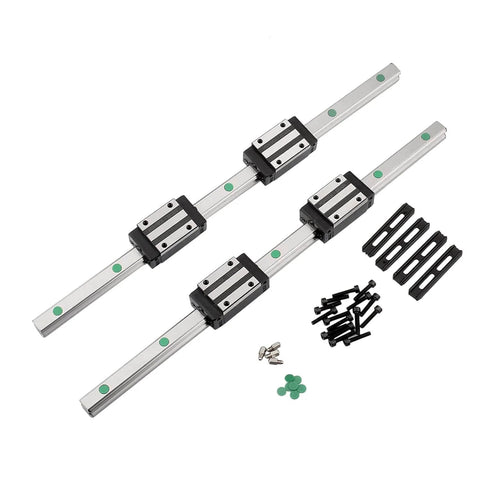 2pcs 500mm hgr20 linear guide rail with 4 bearing block, 1pcs 500mm sfu1204 ball screw with metal deflector, CNC parts layout