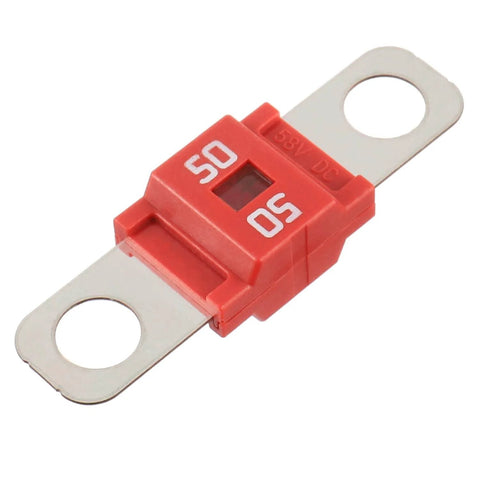 50 Amp High Current Auto Fuse Pack Of 3 Bolt On Fuses For Cars, Trucks, RVs, Buses, Caravans And Construction Vehicles With Tin Plated Terminals
