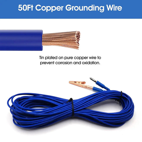 50 ft copper grounding wire with alligator clip from Ultimate 24 Inch Pure Copper Ground Rod Kit for electric fences and antennas