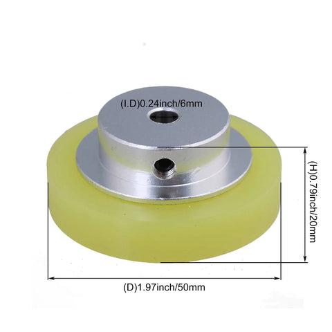 Pro Grade 50mm Aluminum Encoder Wheel With Silicone Surface For Rotary Encoders, 6mm Bore, M5 Screws, industrial precision calibration
