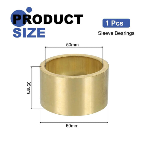 Self Lubricating Sintered Bronze Sleeve Bearings 50mm Bore, 60mm Outer Diameter, 35mm Length for industrial equipment.