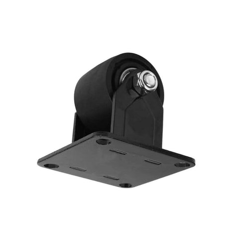 Close-up of a 50mm Heavy Duty Swivel Caster Wheel with Brake, black industrial plate castor with double ball bearings for up to 1500kg load.