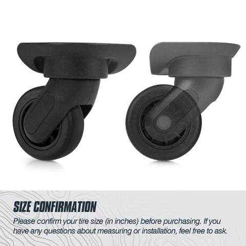 Four Piece 50mm Luggage Replacement Wheel Kit For Travel Suitcases Swivel Caster Wheels With Smooth Rubber Tread Side View