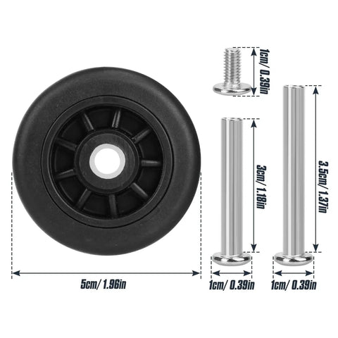 Four Piece 50mm Luggage Replacement Wheel Kit For Travel Suitcases Swivel Caster Wheels With Smooth Rubber Tread