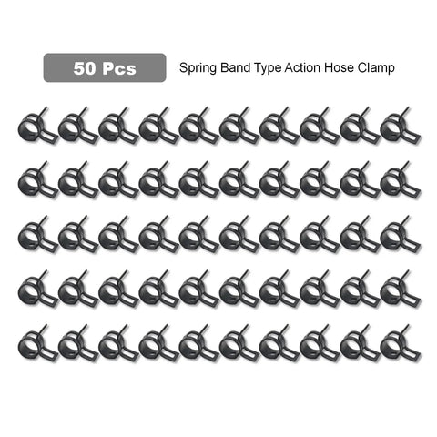 50 Pack Quarter Inch Inner Diameter Spring Band Hose Clamps Type Action For Fuel Lines Silicone Hoses And Water Pipes 6mm ID