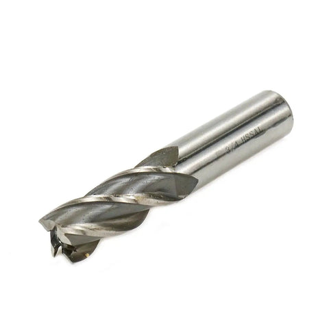 Beefy Heavy Duty End Mill For Metalworking Three Quarters Inch Cutting Diameter And Three Quarters Inch Shank High Speed Steel Cutter
